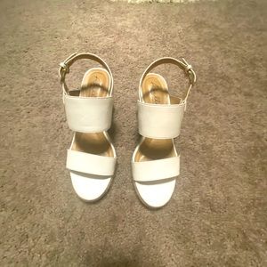 White Wedge Sandals Size 9